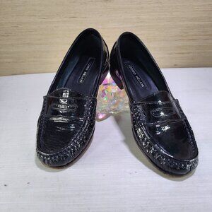 Antonio Melani Shoes Womens 7.5 M Slip-on Loafers Black Leather Casual